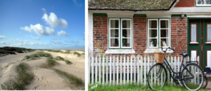 Malerejse på Fanø 2017: Klitter og cykel foran hus